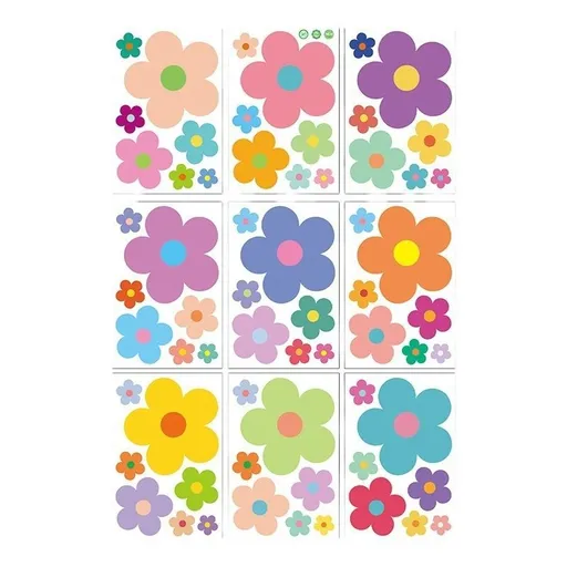 Colorful Flowers (9 per set) Flowers Wall Sticker Colorful Floral Wall Decal Vinyl Peel and Stick Stickers Aesthetic Wall Flowers