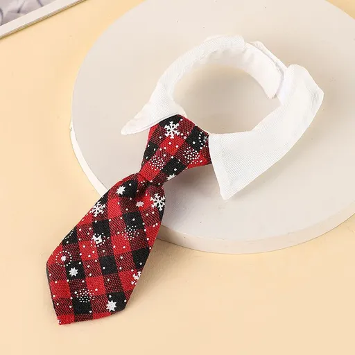 AMOOR Pet Scarf Cartoon Print Polyester Christmas Snowflake Style [Red]