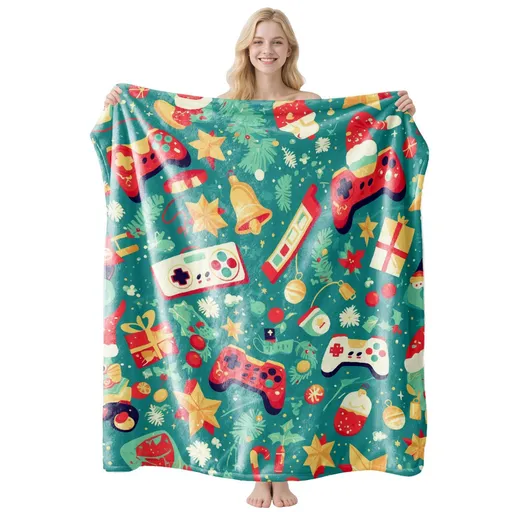Warm Multi‑scene Flannel Throw Blanket, Versatile Lounge Cover, Practical Present For Christmas & Halloween Holiday Gifting Events, Style FLR‑207, Size XL, 150x200cm