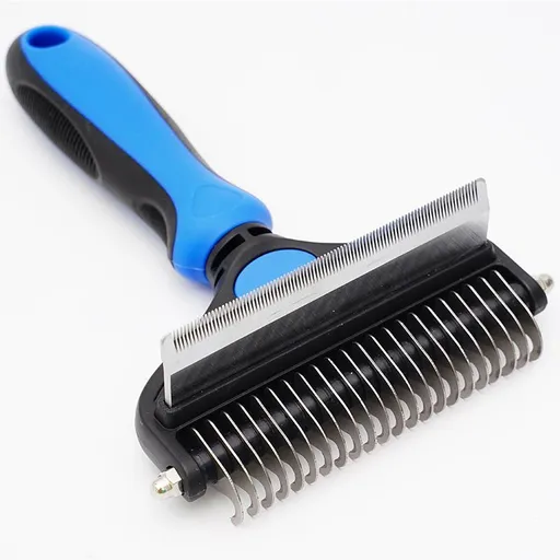 Pet Hair Remover Brush Double-Sided Pet Brush Pet Grooming Tool Dog Brush Cat - Blue - Size Small size -fine teeth 67