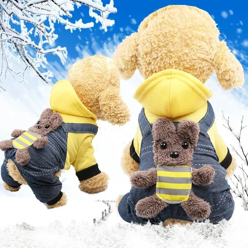 shine Pet Four Legged Clothing Polyester Cotton Four-leg thickened back strap bear yellow XS back length 20cm