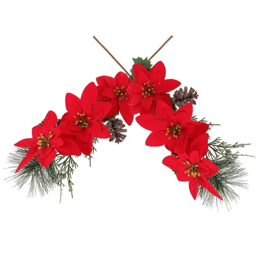 2Pcs Christmas Red Artificial Poinsettia Branches for Xmas Tree and Home Decorations