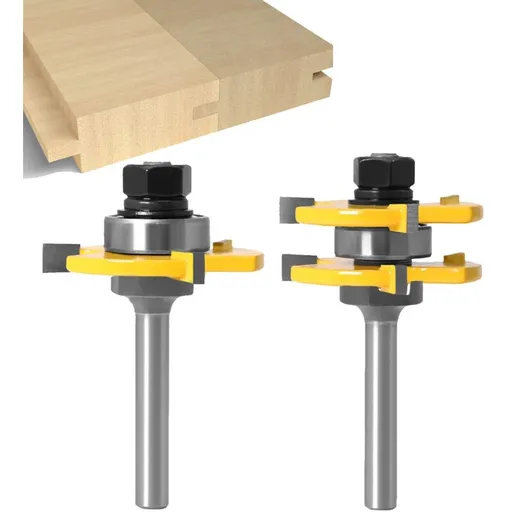 8mm Shank T-Slot Milling Cutter Set 2Pcs 3-Flute Woodworking Tools
