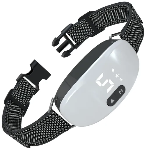 Dog Bark Collar, Automatic Anti Barking Collar with 8 Adjustable Sensitivity,0-8 Levels of Vibration Shock Beep Modes,White