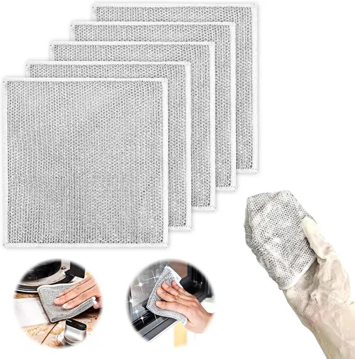 Multifunctional wire dishcloths (5 pieces) - Wire dishcloths - wire dishcloth - multifunctional anti-scratch dishcloths - Dishcloth - reusable anti-scratch - double-layer washable cleaning cloth - Window cloths - 20*20 cm