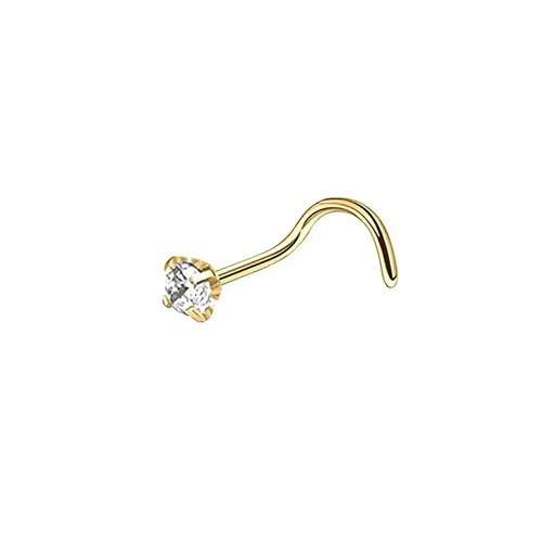 Stainless Steel Nosepiece with Gold Nose Stud Stylish Piercing Jewellery Women - S-Shaped Rod-2.5mm