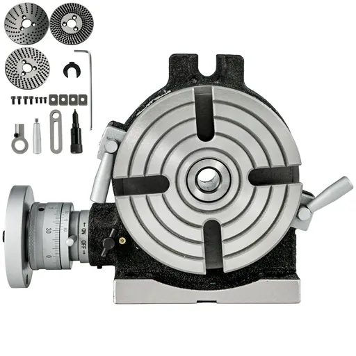 Rotary Table 6inch(150mm) Horizontal Vertical Milling Table 2/5inch(10mm) 4-Slot Milling Rotary Table MT-2 Rotary Table for Milling with Indexing Plate Set for Precision Milling Drilling