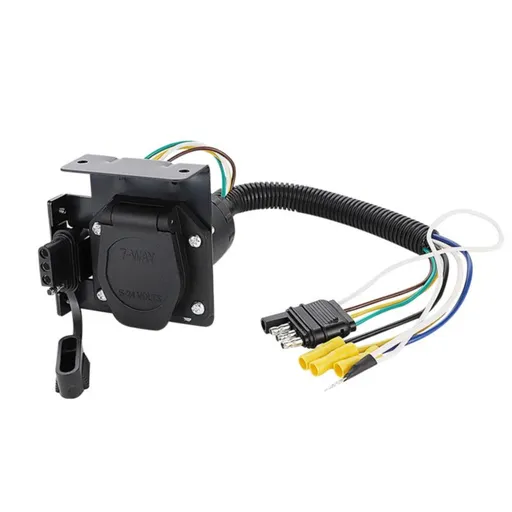 Trailer Light Connector Socket 7 Wire Harness Electrical Quick Converter Adapter with Mounting Bracket,for RV, Truck, Trailer, Camper