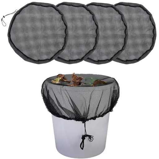 Mesh Cover for Rain Barrels,4 pcs Rain Barrels Screen Water Bucket Covers with Drawstring,Rain Barrel Net Cover to Keep Leaves and Debris Out Rain Collection（95cm）