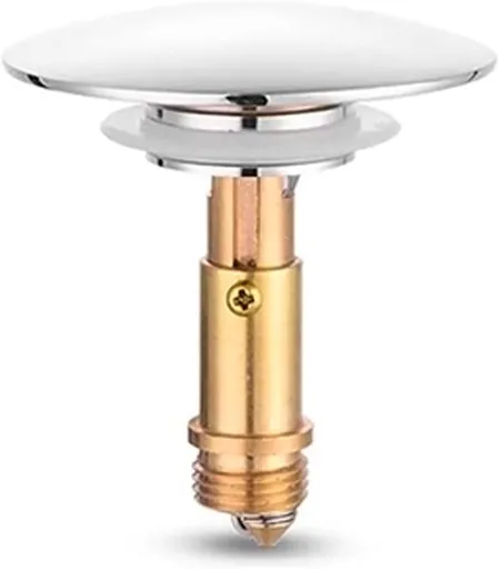 Pop-up click waste plug - sink drain stopper - brass slotted drain button - suitable for bathroom sink