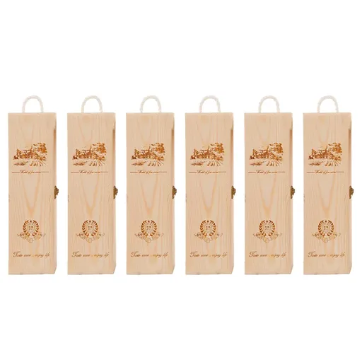 6pcs Red Wine Wooden Gift Box Packaging Storage Box for Wine Bottle Gifts - Single clamshell