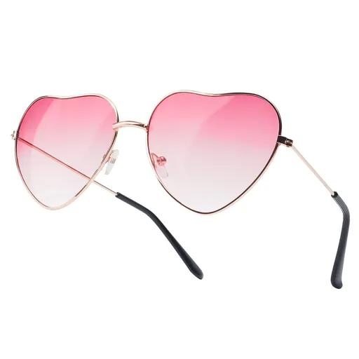 Heart Sunglasses Thin Metal Frame Hippie Lovely Aviator Style Eyewear Chezi Metal Colorful Tinted Lens Heart Sunglasses