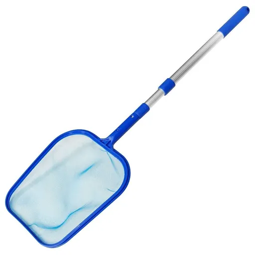 Pool Skimmer Net with Pole, Professional Heavy Duty Pool Leaf Rake with Extension Pole, Fine Mesh Frame Net, Swimming Pool Cleaning Leaf Skim Net, Swimming Pool Cleaner Supplies (Blue)