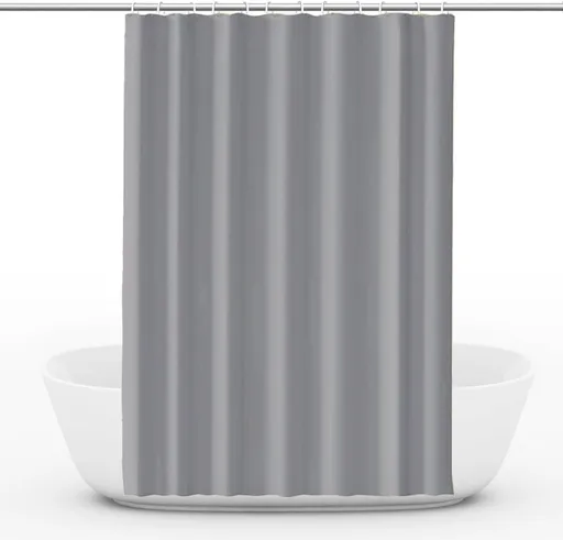 12 Hooks Reinforced PEVA Shower Curtain Waterproof Mildew Resistant Durable Quick-Drying, 72x72 inches, Gray