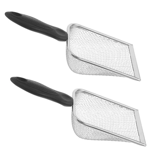 Set of 2 Stainless Steel Beach Sand Scoops with Lightweight, Portable Design for Sifting