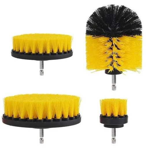 kit Medium- Yellow All Purpose Cleaner Scrubbing Brushes for Bathroom Surface, Grout, Tub, Shower, Kitchen, Auto,Boat,RV