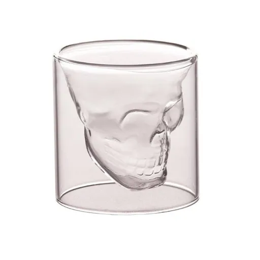 Crystal Skull Shot Glasses Beer Cup, Creative Double Layer Skull Shot Glass for Whiskey Tequila Vodka, Perfect for Halloween