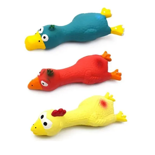 3PCS Dog Squeaky Toys, Dog Small Screaming Chicken Toys, 6.6" Long Soft Rubber Chew Toys for Puppy Small Medium Dogs