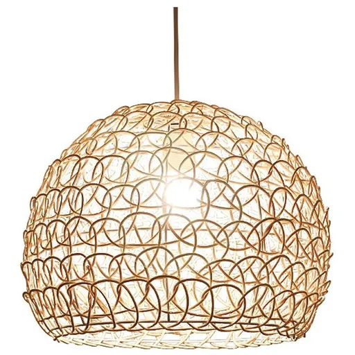 Rattan Chandelier Pendant Light Hand Woven Bamboo Lampshade, 25 cm