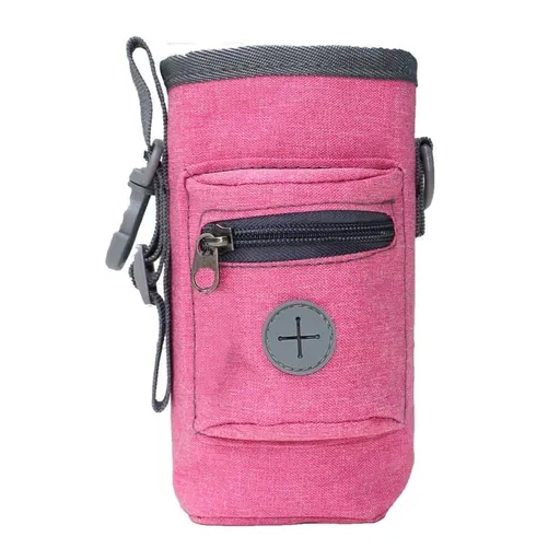 Versatile Hands-Free Pet Walking Pouch, Portable Dog Treat Bag, Poop Bag Holder and Waist-Clip Organizer for Keys, Phone and Snacks During Outdoor Training, Hikes and Daily Strolls (Pink)