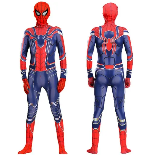Spiderman Cosplay Costume Milk Silk One Piece Suit Steel Spider + Headgear Children's 140 yards