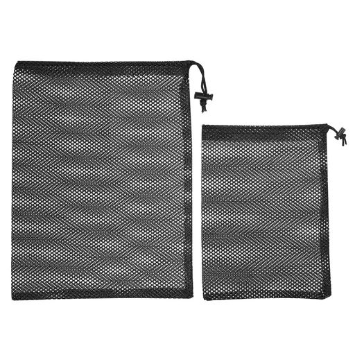 Golf Ball Storage Bag Set, 2 Pack Nylon Drawstring Mesh Storage Pouch Hold 30/20 Balls for Golf Organizer, Black