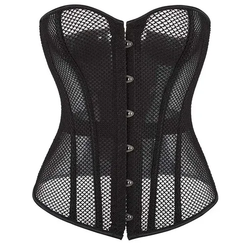 House Of Dasein Transparent Gothic Corset With Thong Plus Size S-6Xl Mesh Net Lingerie Bustier Medium - Xxxl