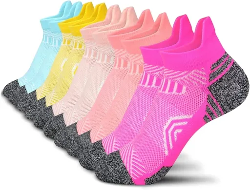 5 Pairs Athletic Ankle Womens Socks Running Compression Socks for Women Cozy Low Cut Performance Soft Tab Socks Mix Color 1
