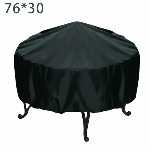 Round Fire Pit Cover, Waterproof UV Resistant Polyester Protection for Outdoor Patio Braziers and Garden Storage, Black, 76 x 30 cm