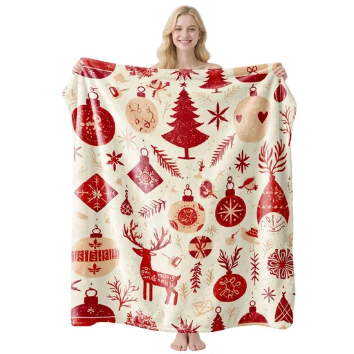 Velvety‑feel Household Flannel Throw, Festive Snooze Cover, Wonderful Holiday Gifting Option For Various Sofa‑bed Layout Settings, Style FLR‑230, Size L, 130x150cm