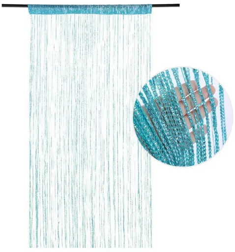 99*199 cm - Fly curtain - Screen door - Door curtain - Window decoration - with tassels - wardrobe curtain - door cord - curtains - mosquito net - for doorway, interior decoration - blue