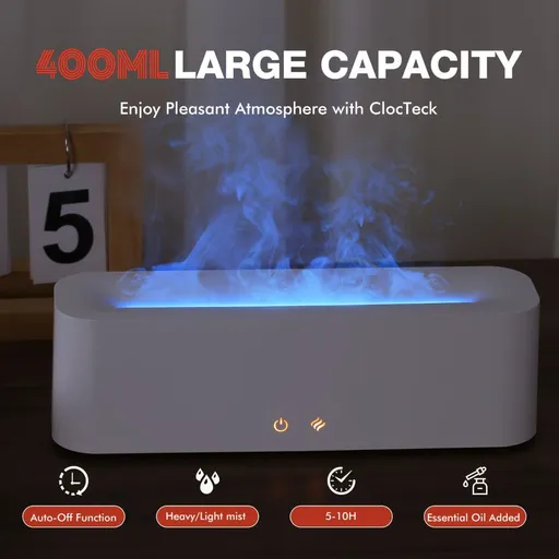 aromatherapy essential oil diffuser, humidifier, 400ml, full-color LED lights, timer auto shut-off, bedroom, office, living room, Australian home, relaxation - White - Size D