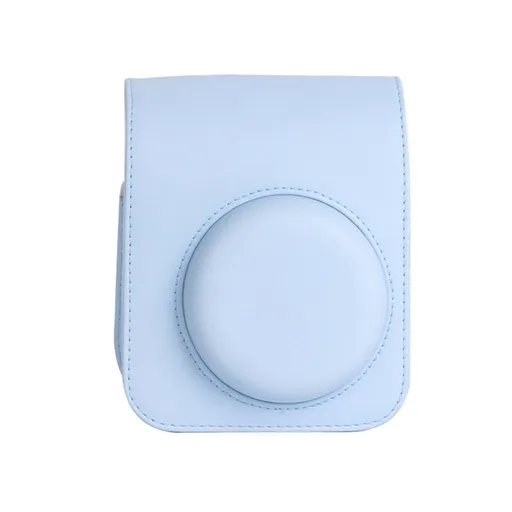 For Instax Mini 12 Camera Case PU Leather Soft Silicone Cover Bag for Fujifilm Polaroid Film Camera Bag w/Shoulder Strap Hydrangea blue