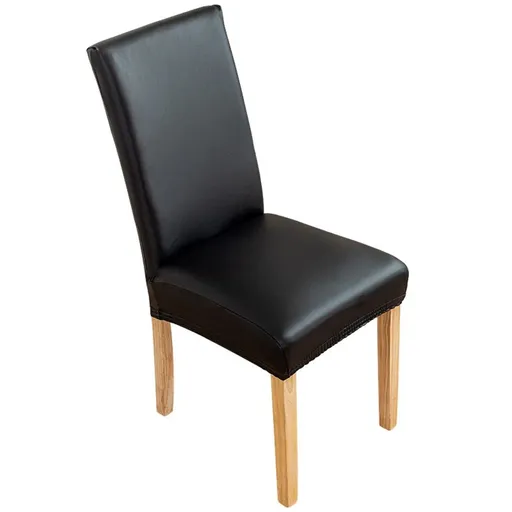 2 pack PU Faux Leather Waterproof Stretch Dining Chair Cover Chair Protector Slipcovers Covers (Black, 2)