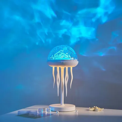 Jellyfish Projection Lamp with Dynamic Starry Water Wave Ambience, Ideal for Kids' Bedrooms, Romantic Dates, or Party Decor, Featuring Colorful Flowing Light and Remote Control (White)