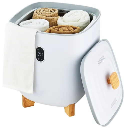 25L Towel Warmer Bucket with LED Screen Bottom Heating Columns Timer White