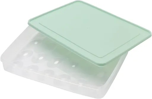 1 Piece Stackable Devilled Egg Carrier with Lid, Portable Plastic Fridge Storage Tray Holds 24 Eggs for Parties, 30 x 25 x 5.7 cm, Green