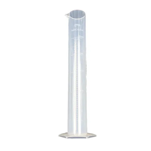 2PCS Plastic Graduated Cylinder, 250ml - Scientific Measuring Cylinder with Extra Stable Base - Polypropylene Plastic