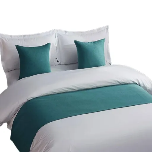 Luxury Hotel Bedding Set Bed End Towel Pillow Cover for Bedroom and Hotels - Green-58x165cm-Bedend towel