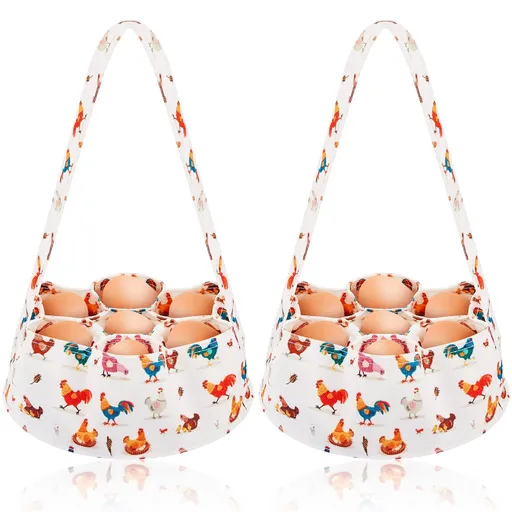 2 Pcs Easter Egg Collecting Basket for Gathering Fresh Eggs Mini Egg Collecting Basket with 7 Pouches for Farmhouse Chicken Home