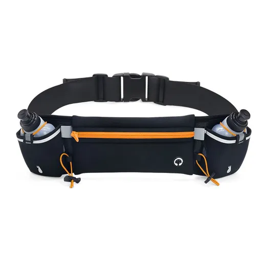 Running Waist Belt with 2 Water Bottles Hydration Running Belt Phone Holder Adjustable Sports Waist Pack - Orange