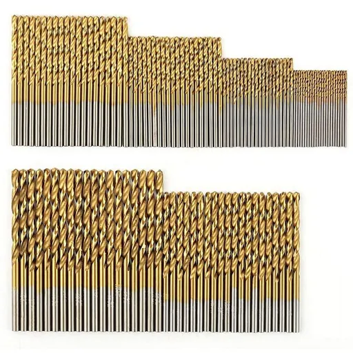 Titanium Coated Drill Bit Set, 120-Piece, High-Speed Steel for Metal and Steel, Gold Finish