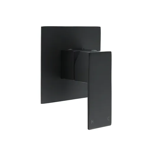 Matt Black Square Shower Mixer Hot Cold Tap Ceramic Cartridge Spindle Watermark