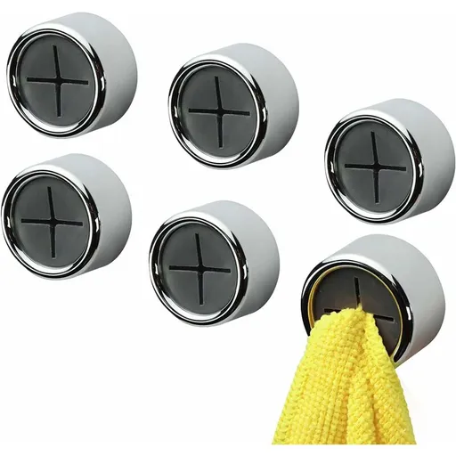 6 Pack Dishcloth Holders, ROund Self Adhesive Hooks, Kitchen Hooks, Suction Cup Towel Rack For Bathroom, Wardrobe And