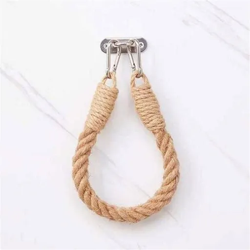 2pcs Rope towel ring, toilet paper holder self-adhesive hook retro home decoration curtain tie rope holder bathroom decoration Bohemian farmhouse (khaki)