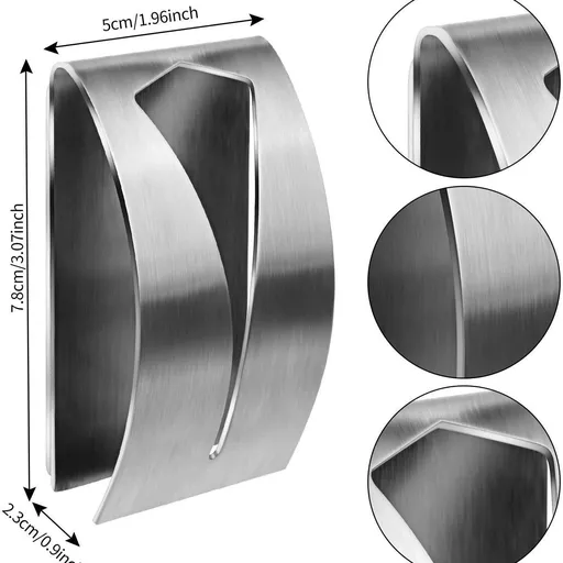 4 Pack Self-Adhesive Tea Towel Clips, Stainless Steel Wall Holders for Dish Towels and Kitchen Cloths, Silver, Kitchen and Bathroom Use