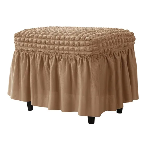 Rectangle Ottoman Slipcover Soft Stretch Fabric Skirt Design Bubble Lattice Pattern Medium Size 60-100cm Polyester Living Room Bedroom Protector