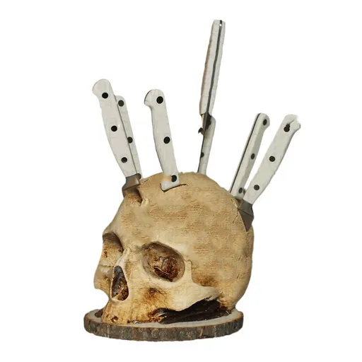 Skull Knife Holder For Kitchen Storage, skeleton knife holder, Horror Kitchen Storage Head Rack Kitchen Fruit Storage Rack Decoration