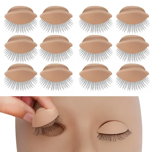 6 pairs of replaceable eyelids (2 boxes), Eyelash Replacement Eyelids,used for eyelash training and practice makeup (Wheat color)