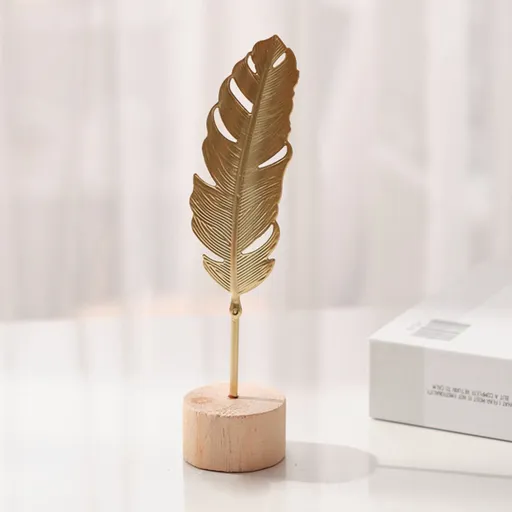 Leaf Decor Metal Golden Leaf Ornaments and Base Modern Simple Gold Leaf Table Sculpture for Living Room Bedroom Bookshelf Desktop Decoratio, Valentines Day Decorations: Desktop Ornament Z-Gold2